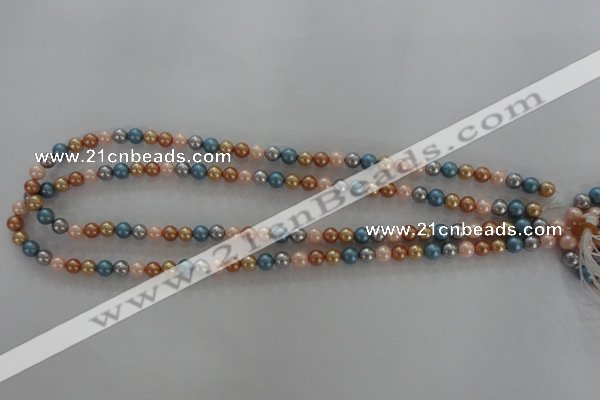 CSB1015 15.5 inches 6mm round mixed color shell pearl beads