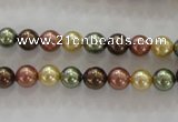 CSB1016 15.5 inches 6mm round mixed color shell pearl beads