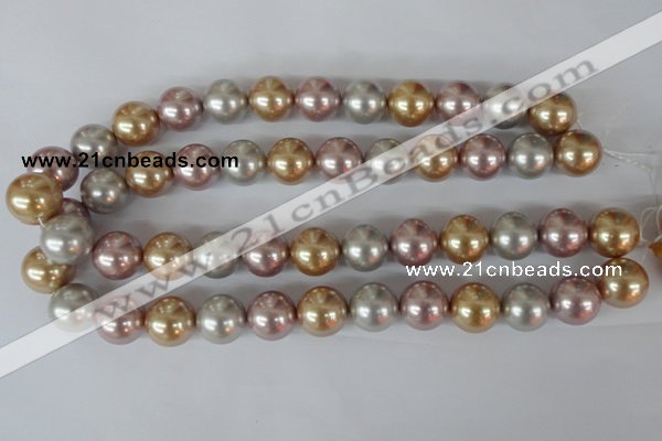 CSB103 15.5 inches 16mm round mixed color shell pearl beads