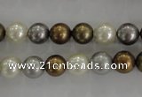 CSB1032 15.5 inches 8mm round mixed color shell pearl beads