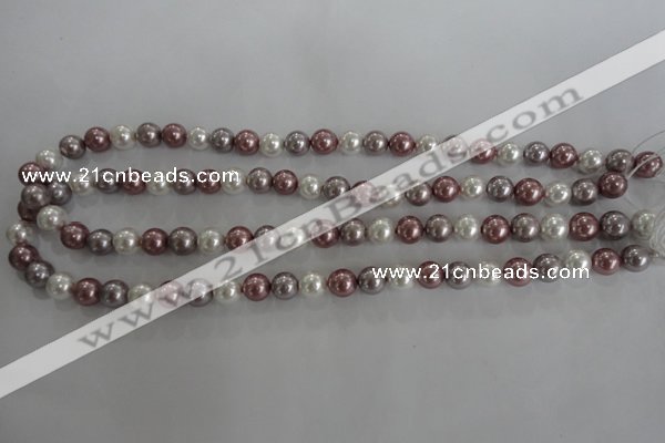 CSB1036 15.5 inches 8mm round mixed color shell pearl beads