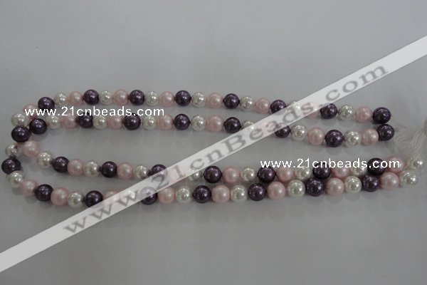 CSB1037 15.5 inches 8mm round mixed color shell pearl beads