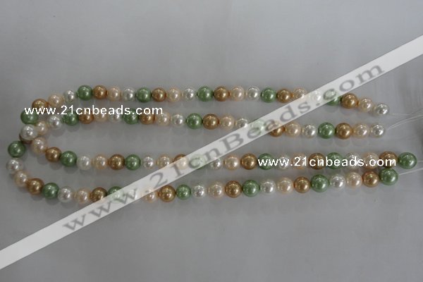 CSB1039 15.5 inches 8mm round mixed color shell pearl beads