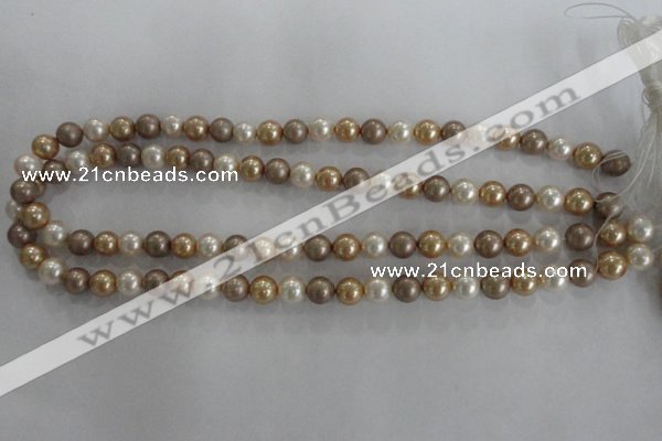 CSB1040 15.5 inches 8mm round mixed color shell pearl beads