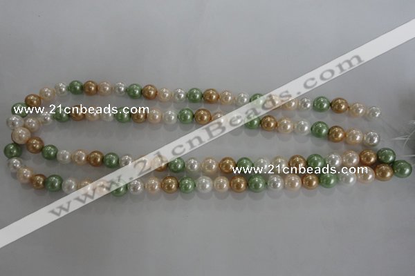 CSB1043 15.5 inches 8mm round mixed color shell pearl beads