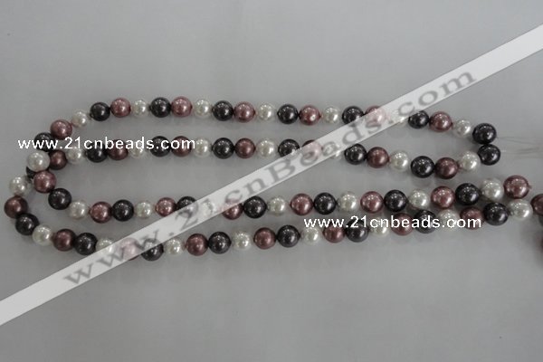 CSB1045 15.5 inches 8mm round mixed color shell pearl beads