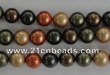 CSB1046 15.5 inches 8mm round mixed color shell pearl beads