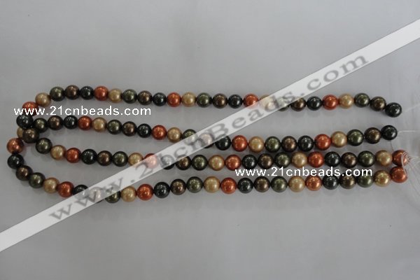 CSB1046 15.5 inches 8mm round mixed color shell pearl beads