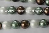 CSB1053 15.5 inches 10mm round mixed color shell pearl beads