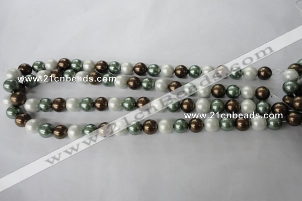 CSB1053 15.5 inches 10mm round mixed color shell pearl beads