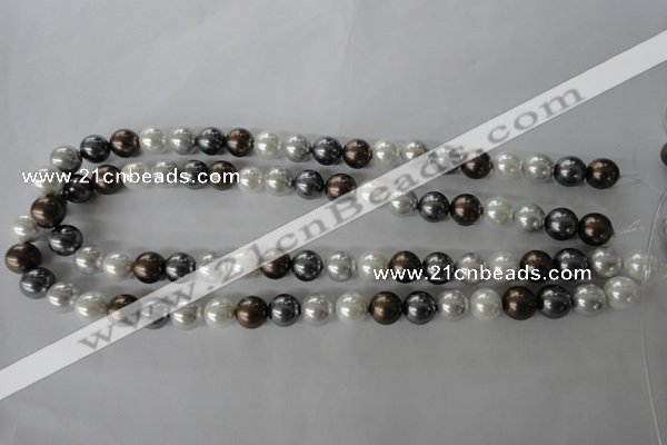 CSB1054 15.5 inches 10mm round mixed color shell pearl beads