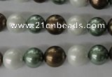 CSB1055 15.5 inches 10mm round mixed color shell pearl beads