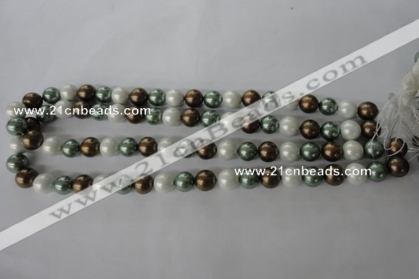 CSB1055 15.5 inches 10mm round mixed color shell pearl beads