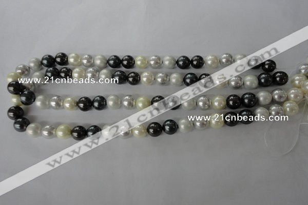 CSB1056 15.5 inches 10mm round mixed color shell pearl beads