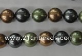 CSB1057 15.5 inches 10mm round mixed color shell pearl beads