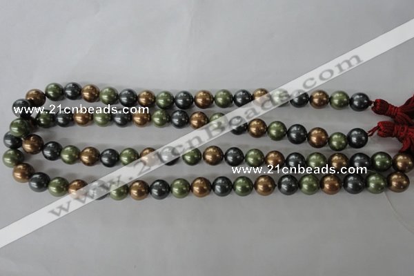 CSB1057 15.5 inches 10mm round mixed color shell pearl beads