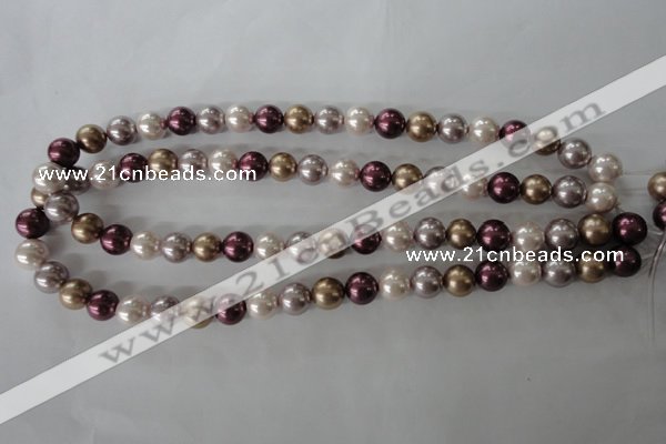 CSB1059 15.5 inches 10mm round mixed color shell pearl beads