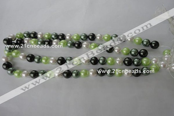 CSB1060 15.5 inches 10mm round mixed color shell pearl beads