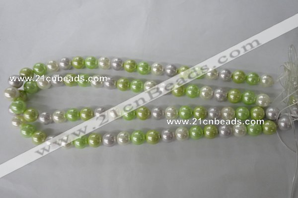 CSB1061 15.5 inches 10mm round mixed color shell pearl beads