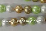 CSB1062 15.5 inches 10mm round mixed color shell pearl beads