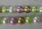 CSB1063 15.5 inches 10mm round mixed color shell pearl beads