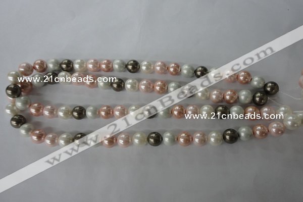 CSB1065 15.5 inches 10mm round mixed color shell pearl beads