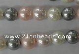 CSB1066 15.5 inches 10mm round mixed color shell pearl beads