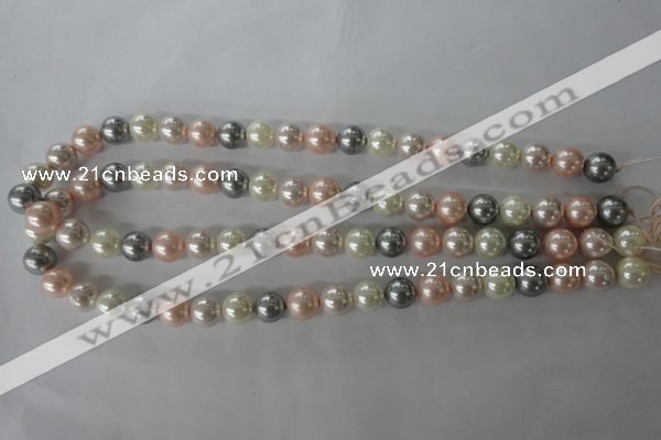 CSB1066 15.5 inches 10mm round mixed color shell pearl beads