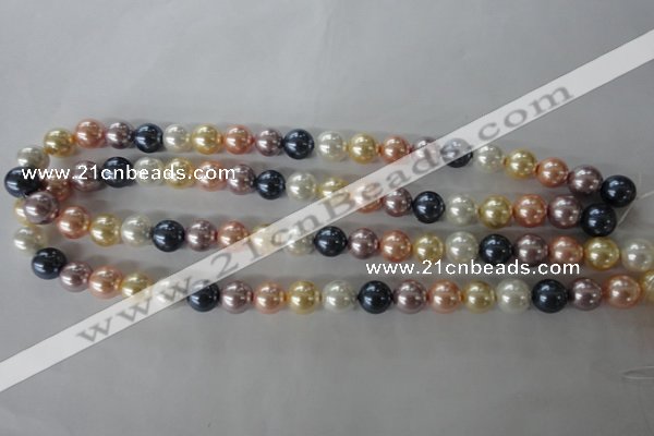 CSB1067 15.5 inches 10mm round mixed color shell pearl beads
