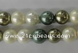 CSB1070 15.5 inches 10mm round mixed color shell pearl beads