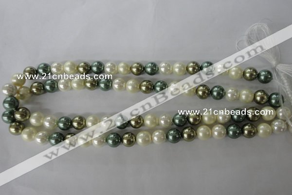 CSB1070 15.5 inches 10mm round mixed color shell pearl beads