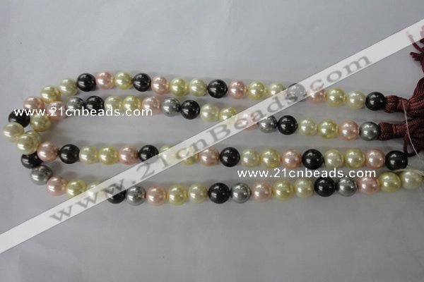 CSB1071 15.5 inches 10mm round mixed color shell pearl beads