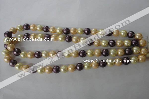 CSB1072 15.5 inches 10mm round mixed color shell pearl beads