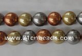 CSB1074 15.5 inches 10mm round mixed color shell pearl beads