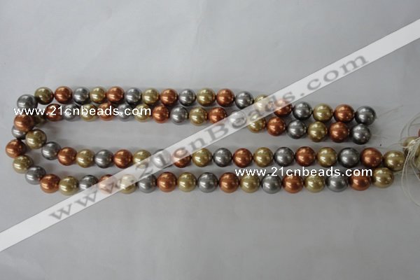 CSB1074 15.5 inches 10mm round mixed color shell pearl beads
