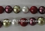 CSB1075 15.5 inches 10mm round mixed color shell pearl beads