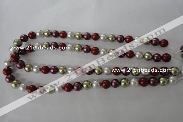 CSB1075 15.5 inches 10mm round mixed color shell pearl beads