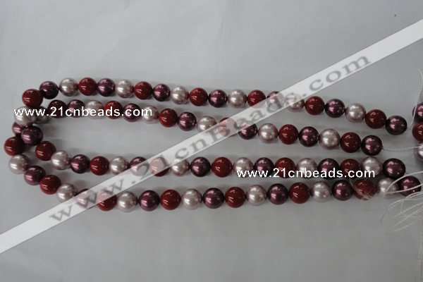 CSB1076 15.5 inches 10mm round mixed color shell pearl beads