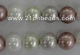 CSB1080 15.5 inches 12mm round mixed color shell pearl beads