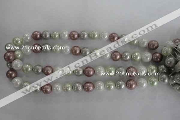 CSB1080 15.5 inches 12mm round mixed color shell pearl beads