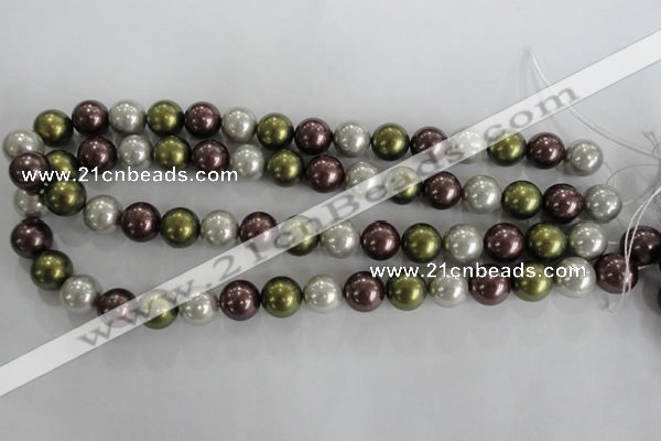 CSB1081 15.5 inches 12mm round mixed color shell pearl beads