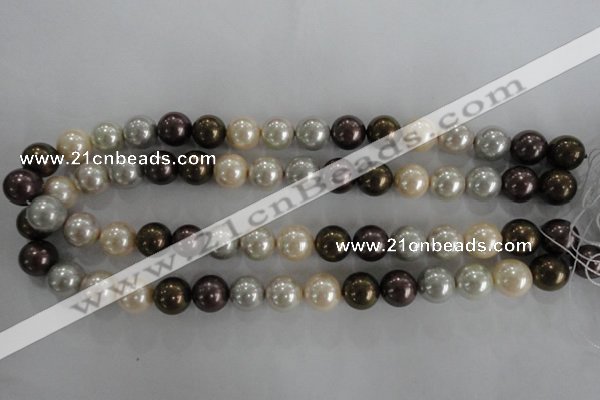 CSB1083 15.5 inches 12mm round mixed color shell pearl beads