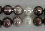 CSB1087 15.5 inches 12mm round mixed color shell pearl beads