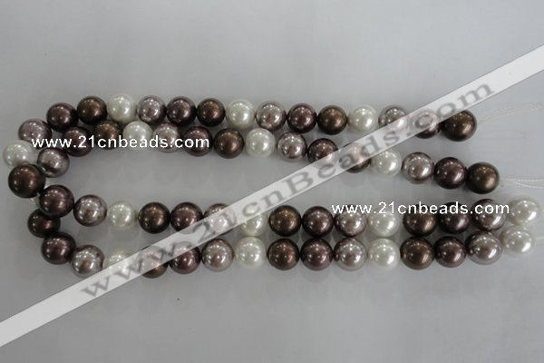 CSB1087 15.5 inches 12mm round mixed color shell pearl beads