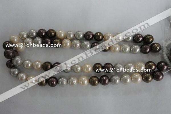 CSB1088 15.5 inches 12mm round mixed color shell pearl beads