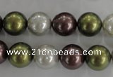 CSB1089 15.5 inches 12mm round mixed color shell pearl beads