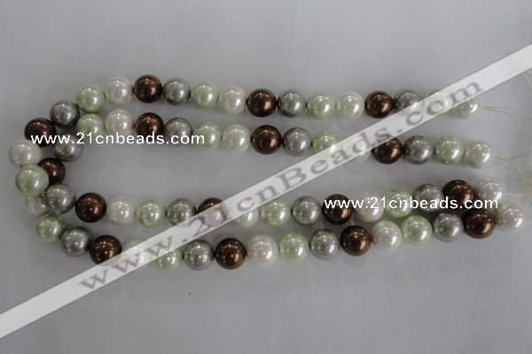 CSB1090 15.5 inches 12mm round mixed color shell pearl beads