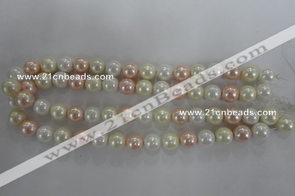 CSB1092 15.5 inches 12mm round mixed color shell pearl beads