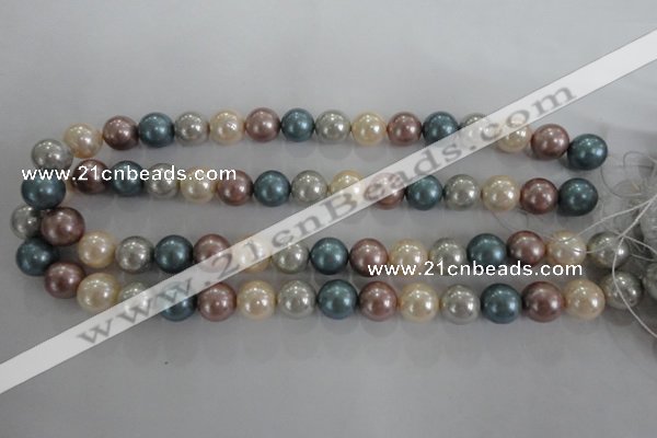 CSB1094 15.5 inches 12mm round mixed color shell pearl beads