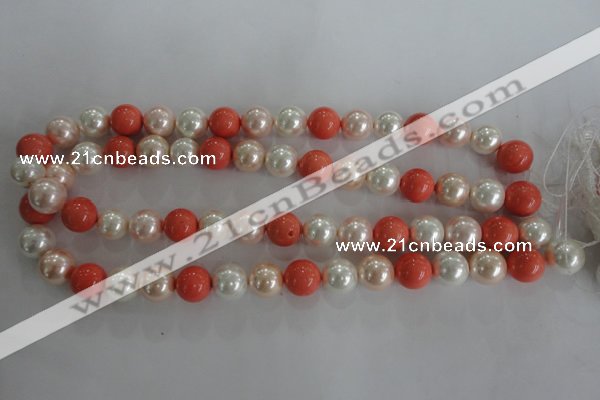 CSB1096 15.5 inches 12mm round mixed color shell pearl beads